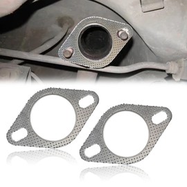 2 PCS Car Exhaust Gasket, Standard Exhaust Manifold Gasket, Ultra Seal 2-Bolt 2.5 Inch Exhaust Flange Gasket High Temperature, Car Accessories Made of High Temp Gasket Material OEM#120-06310-0002