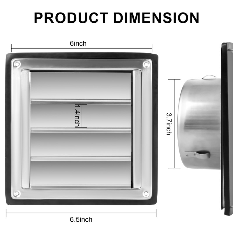 4 Inches Metal Dryer Vent Cover Outdoor Stainless Steel Louvered