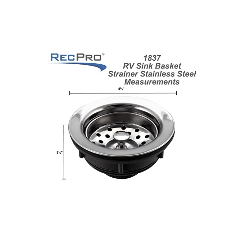 RV Sink Drain with Basket Strainer Stainless Steel 3 1/2"