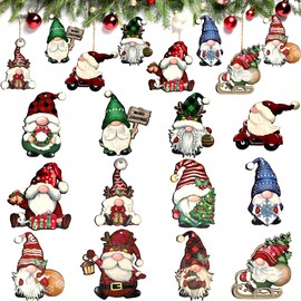 Doyomtoy Christmas Wooden Ornaments, Pack of 24 Christmas Gnomes, Wooden Hanging Ornaments, Christmas Pendants, Christmas Tree Decoration for Christmas Tree, Christmas Party