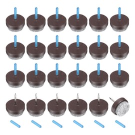 sourcing map 24Pcs Nail-on Felt Furniture Pads, Round Felt Pads Furniture Sliders Floor Protectors for Wooden Furniture Table Sofa Chair Leg (20mm, Brown)