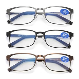 AIKLLY Reading Glasses for Men - 3 Pack Blue Light Blocking Men's Metal Readers (3 Pairs Mix Color, 2.75, multiplier_x)