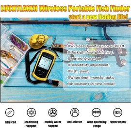 LUCKYLAKER Sonar Handheld Fish Finder Transducer Portable Water Depth Finder Boat Kayak Wireless Transducer Fish Finders