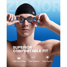 ZIONOR G1 Lite Swim Goggles with Swim Cap Comfortable Anti-fog Swimming Goggles Set for Adult Men Women