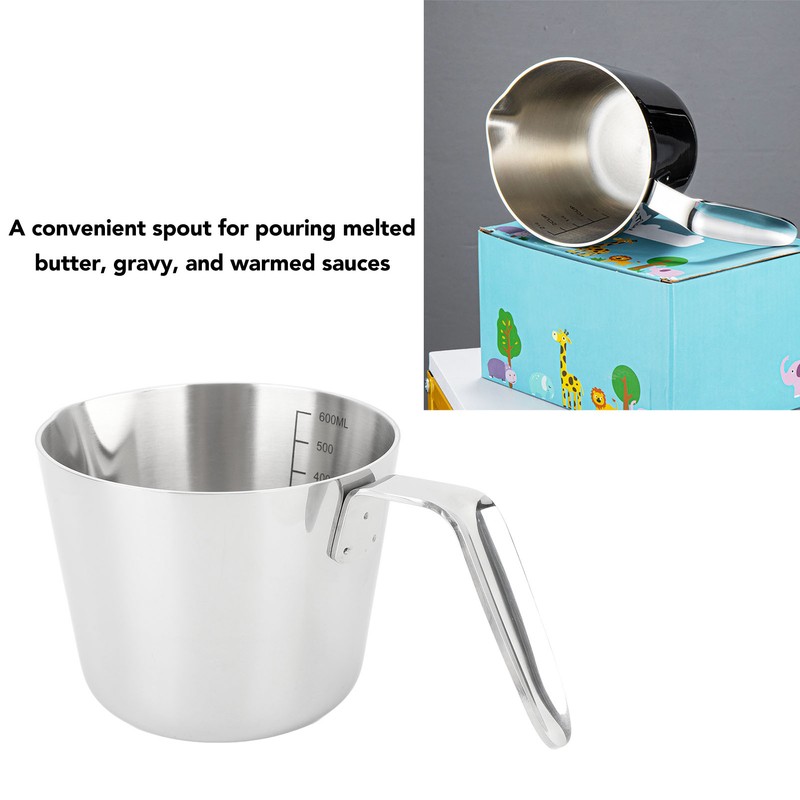 304 Stainless Steel Butter Warmer 600ML Small Saucepan Measuring Cup