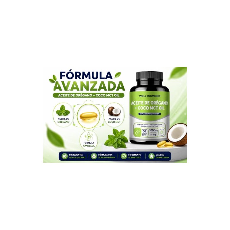 Aceite De Orégano Aceite De Coco 60 Capsulas (1000 mg