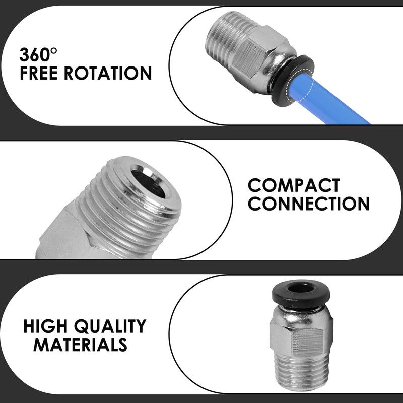 PC4-M10 Pneumatic Fitting Bowden Fitting Male Straight PTFE Hose Compatible
