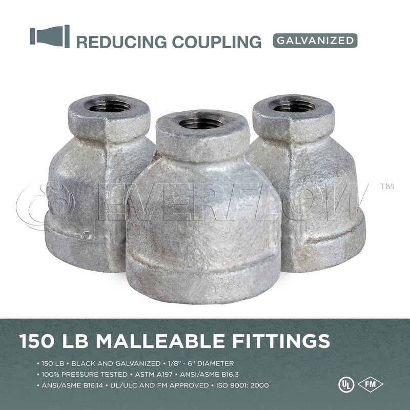 Supply Giant HNSD2121 2-1/2 X 3/4 Galvanized Malleable Iron Reducing