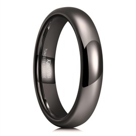 King Will Basic 4mm Men's Wedding Band Gunmetal Tungsten Carbide Ring for Men Women Domed High Polish Engagement Ring Comfort Fit Size 7