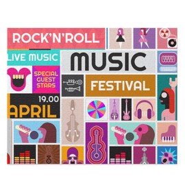 Rock Concert - Music Festival Collage - Jigsaw Puzzle for Kids, Adults, Family and Friends (500 pcs)