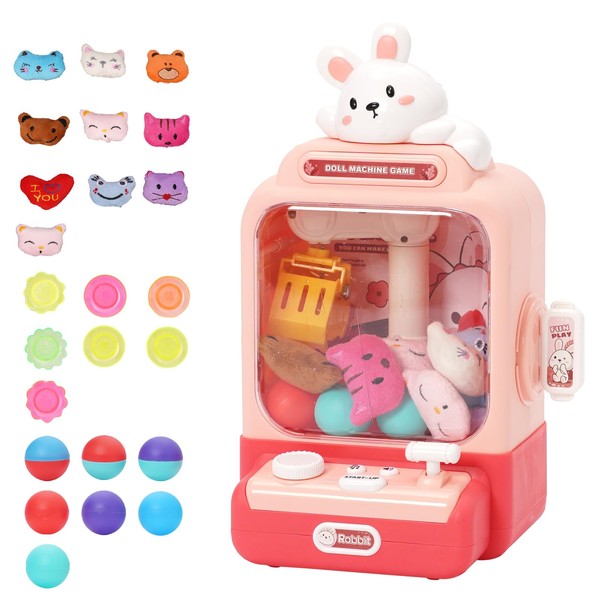 Claw Machine Mini Arcade Machine Toy with 10 Dolls 10