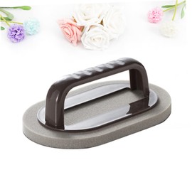 IWOWHERO Kitchen Descaling Sponge Brush with Handle Nano Diamond Emery Eraser for Rust Removal Pots Basins Tiles and More Comfortable Grip Cleaning Tool Brown