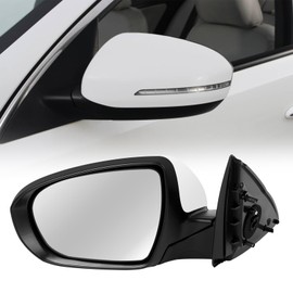 2014 2015 Left Driver Side Mirror Rear Door View Mirror Compatible with Kia Optima EX/LX/SX,With Manual Folding/Power Adjustment/Signal Light System/HD Glass,Replace KI1321175(White,6pins)