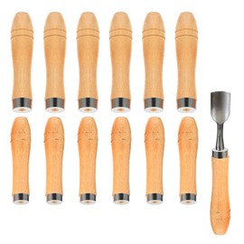 Pack of 12 File Handles, Wooden Handle, File Handle, Wood File Cutting Tool Handle, Wooden Handle with Strong Metal Collars, Wood File Handle for File Handle, Woodworking and Chiselling