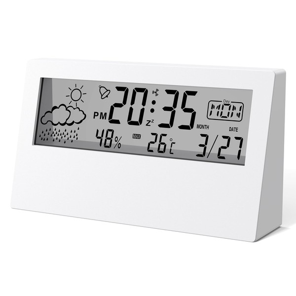 Leafutt Clock, Table Clock, Alarm Clock, Digital Calendar, Snooze, Date,