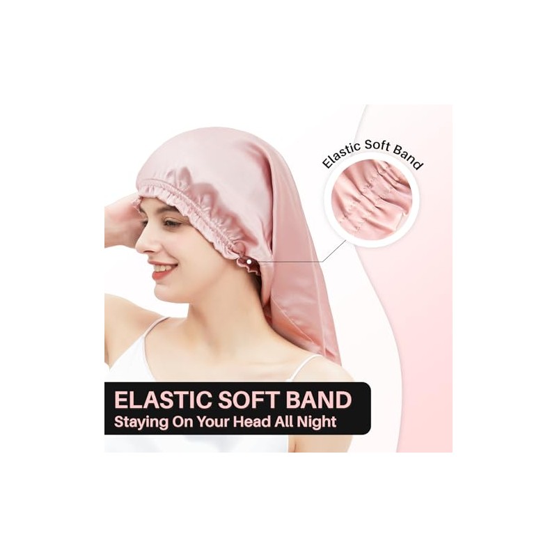 Gorro Seda Largo Dormir Mujeres Hombres Todo Tipo Cabello 100
