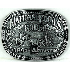 Hesston 1994 National Finals Rodeo Adult (3 3/4" x 3") Belt Buckle, New in Original Shrinkwrap