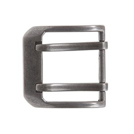 1 1/2" (38 mm) Double Prong Square Belt Buckle, Antique Silver