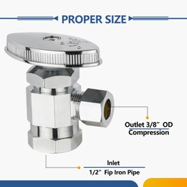 10-Pack GUOFIS Angle Stop Valve with Multi-Turn,1/2-Inch Fip Iron Pipe x 3/8-Inch OD Compression Water Shut-off Valves(LF Brass Chrome Plate)(VALVE365-10Pack)