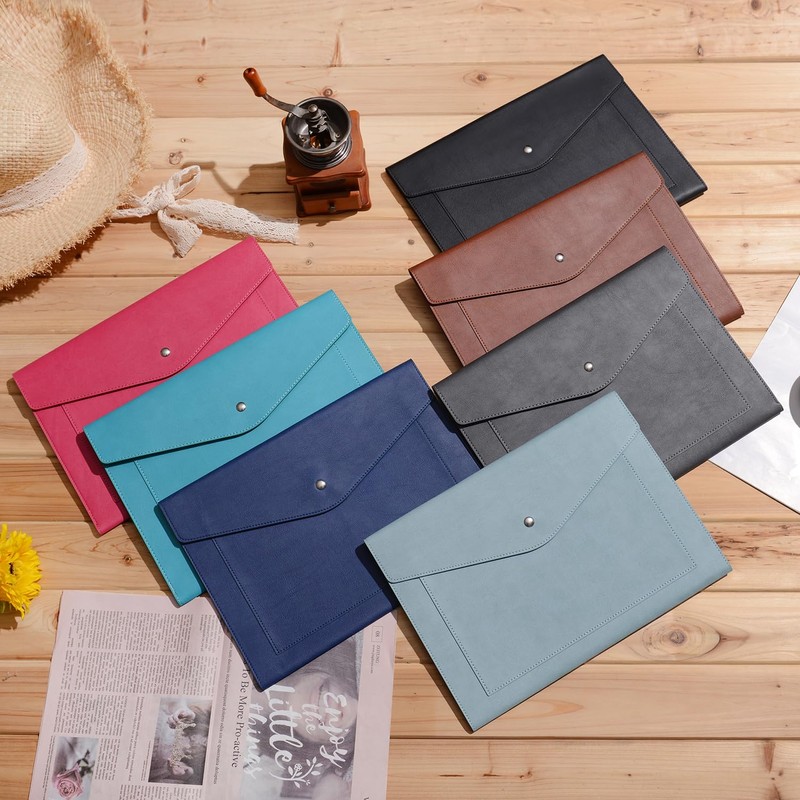 Wason Expanding A4 Document File PU Leather Envelope Case Holder-Large