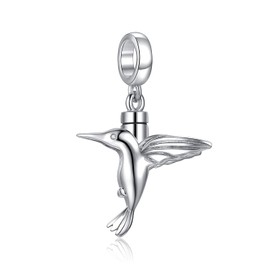 Step Forward Hummingbird Urn Charm Hold Loved One Ashes for Women - 925 Sterling Silver Hummingbird Cremation Charms Memorial Keepsake Jewelry fit Bracelet & Necklace