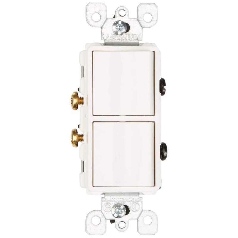 Leviton Decora Combination Switch 20A 120277V Single Pole White Thermoplastic