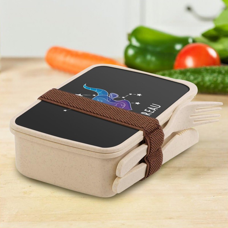 Fabulous Lunch Box Lunchbox mit Besteck, Schwarz, Stier, Sternzeichen, Sternzeichen,