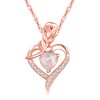 CiNily Heart Opal Pendant Necklace for Women Silver Plated Rose