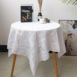 BMIDRUT Vintage Style Crochet Lace Square Tablecloths for Wedding Home Party White