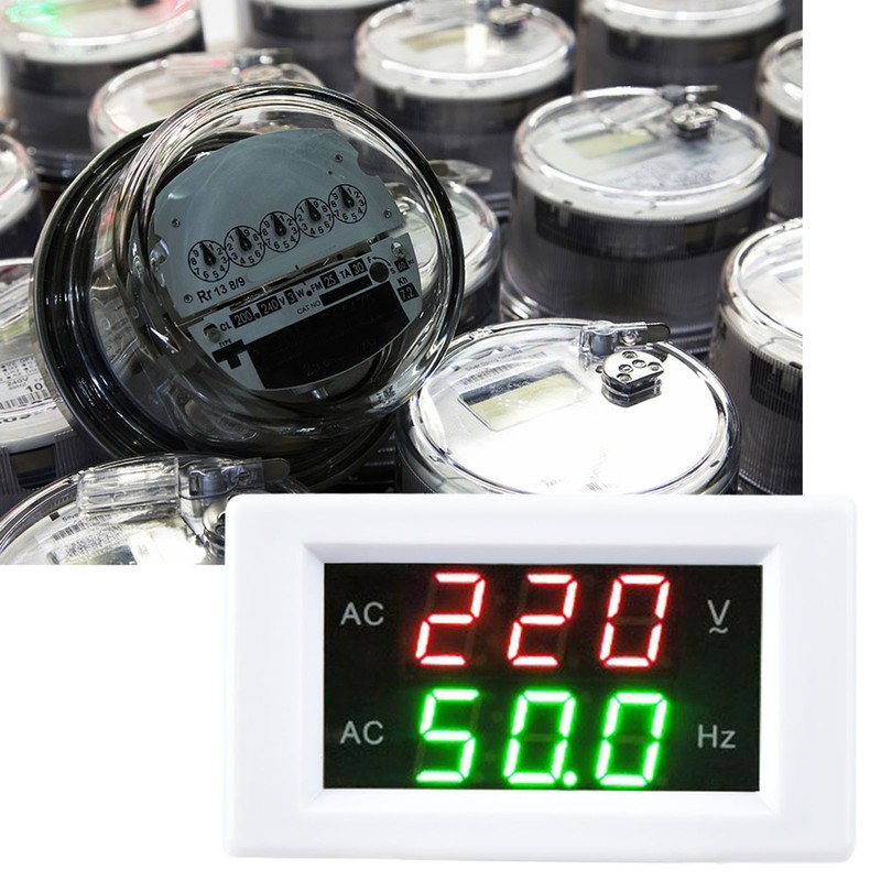 Generator Dual Display LED Digital AC Voltmeter Frequency Meter Testing