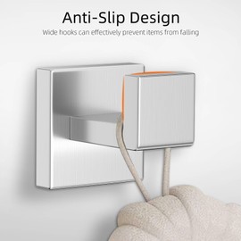 KORASTE Towel Hooks Bathroom Coat Robe Wall Hook Heavy Duty Door Hanger Towel Robe Clothes Rack for Bathroom Bedroom Kitchen Hotel Pool 4 Packs-Brushed Nickel Stainless Steel Wall-Mounted