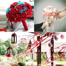 Leliafleury 2 Roll Polyester Satin Ribbon 1cm x 22m Double Sided Silk Ribbons Satin Fabric Ribbon for DIY Crafts Gift Wrapping, White