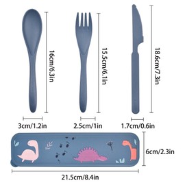 NANAOUS Juego de Cubiertos de Plástico Reutilizables con Estuche, 2 Set de Cubiertos Portátiles Utensilios, Juego de Tenedor Cuchillo Cuchara de Viaje, Picnic Escuela Oficina Almuerzo (Azul+Verde)