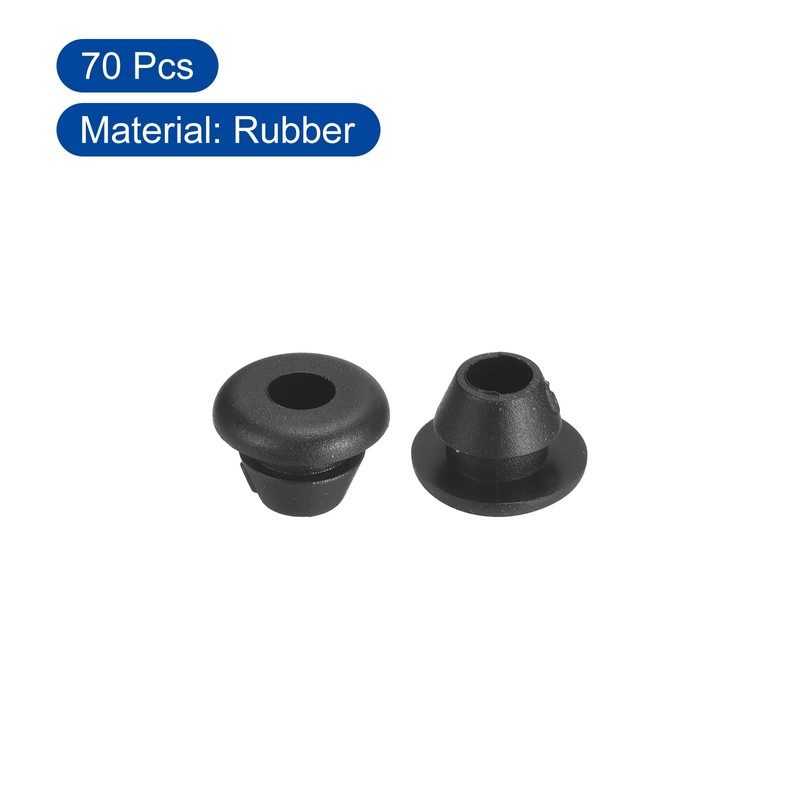QUARKZMAN Pack of 70 Round Rubber Grommets, 4 mm ID