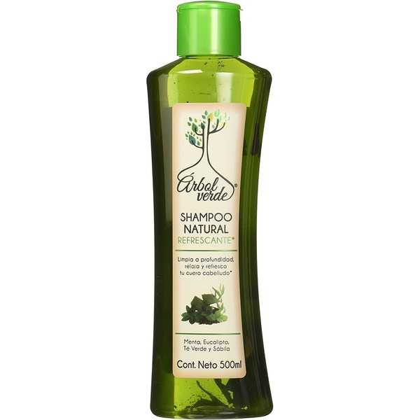 Shampoo Natural Refrescante con Menta, Eucalipto, Té Verde y Sábila,