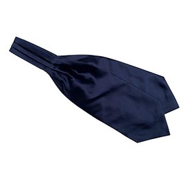 Secdtie Men's Polka Dot Plaid Silk Cravat Ties Jacquard Woven Casual Ascot, Solid Navy Blue, One Size