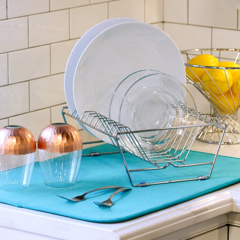 T & S STS Dish Drying Mat, Teal