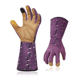 Vgo... Gardening Gloves Women Long Sleeves in Leather, Long Work Gloves Gauntlet Thorn Proof for Yard Garden Agriculture