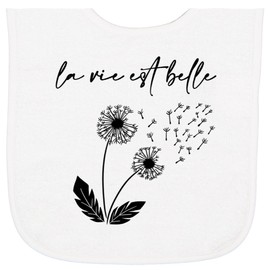 inktastic La Vie Est Belle with Dandelion Baby Terry Cloth Bib White 3adc6