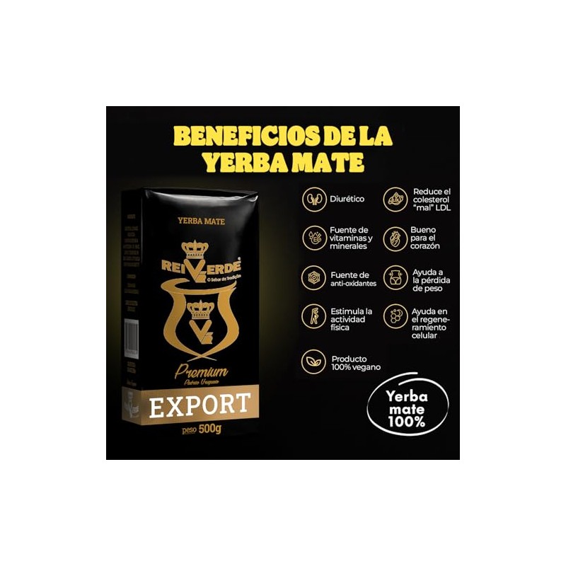 Yerba Mate Rei Verde Premium 500g - Molienda uruguaya