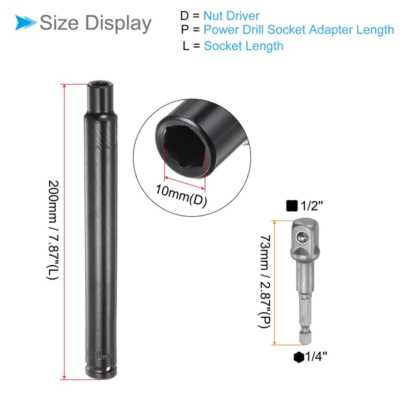 CoCud Extra Long Hollow Socket Wrench 10mm Size, 200mm Length,