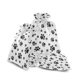 Dog Paw Cat Paw 3 Pack Christmas Gift Bags, Drawstring Xmas Bag, Gift Wrapper Bag for Holiday and Parties