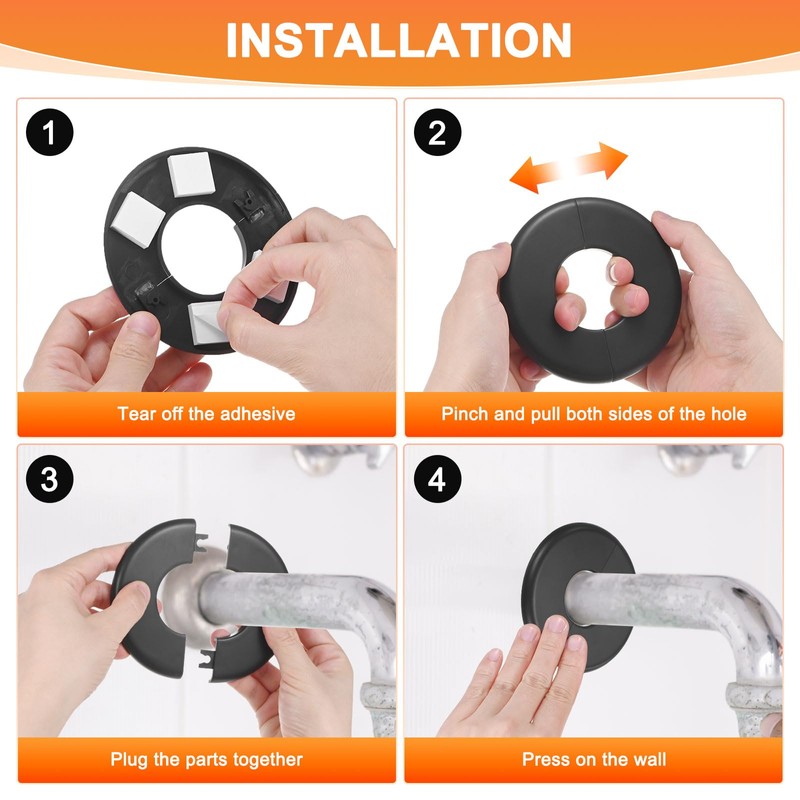 M METERXITY 1-Pack Wall Split Flange, ABS Round Self-Adhesive Escutcheon