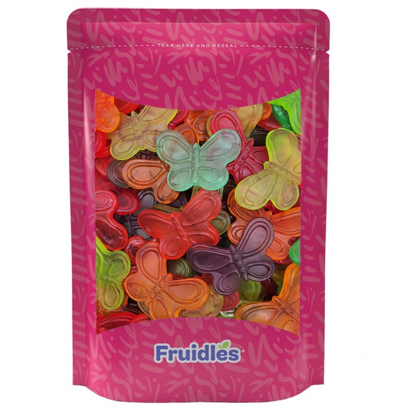 Fruidles Large Butterflies Gummi Candy 3" Inch, Assorted Fruit Flavors