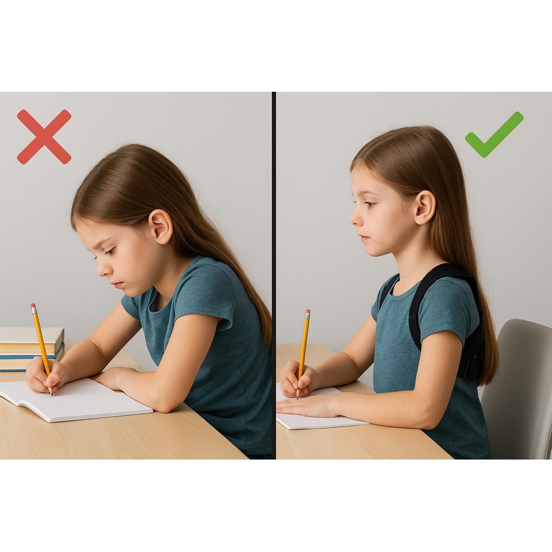Children's Posture Correction Back Support with Massage Ball, Adjustable Straightener