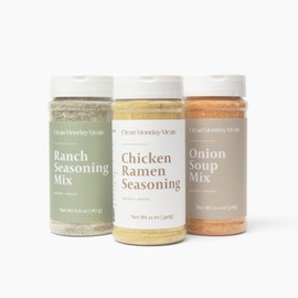 Clean Monday Meals Mix Variety Pack, Dairy Free and Gluten Free - Seasonings included are Chicken Ramen, Ranch, and Onion