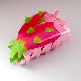 Pitaya Shape Hair Claw Clip Dopamine Fruit Non-Slip Hair Accessories 3.2" X 2" for Thin Hair Women Girls, Rose Pitaya