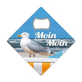 KM014 Cult Magnetic Opener Bottle Opener Coaster Coaster Moin Sea North Sea Baltic Sea 9 x 9 cm
