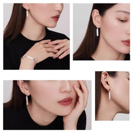 Alevel 5 * 22 MM Elongated Baroque Pearl Earrings, Freshwater Cultured Real Pearl, 925 Sterling Silver Ear Stud, Women Gifts
