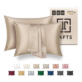 Tafts Silk Pillow Cases - 22mm 100% Pure Mulberry 6A Silk Pillowcase for Hair & Skin with Zipper Closure, Cooling, Natural, Organic, Double Sided Silk Pillow Case (Nude, King 20x36, 2pc)